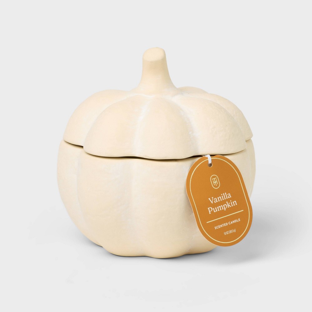 3 Wick Medium Rustic Ceramic Pumpkin Vanilla Pumpkin Fall Candle - Threshold™