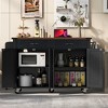 Rolling Kitchen Island, with Spice Rack, Towel Rack, Open Side Racks, Power Outlet and Storage Drawers, Multiple Design Styles and Color Combinations - 3 of 4