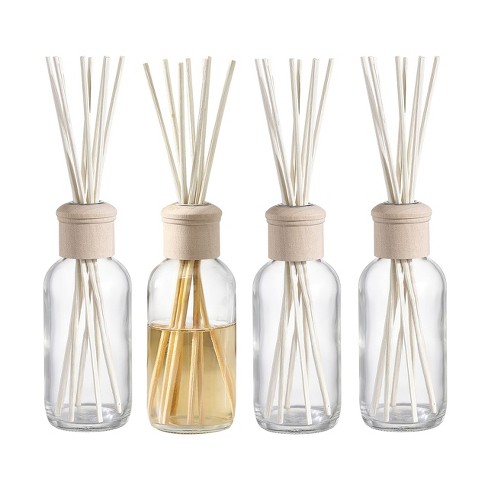 EAST CREEK Empty Refillable Glass Aromatherapy Diffuser Bottles with  Natural Beech Wood Caps and Reed Sticks