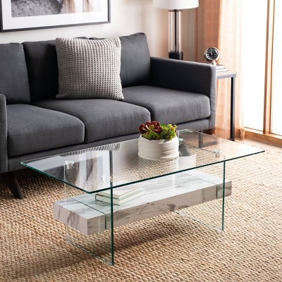 Save $179 • Kayley Coffee Table Glass/White Safavieh