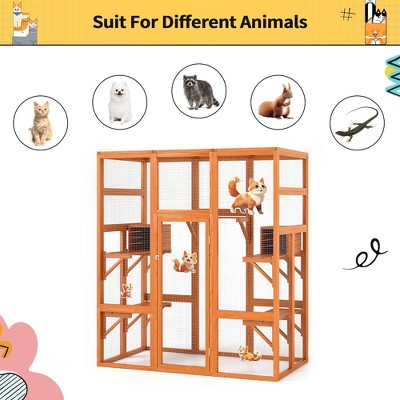 Large Wooden Outdoor Cat House with Perches and Condos