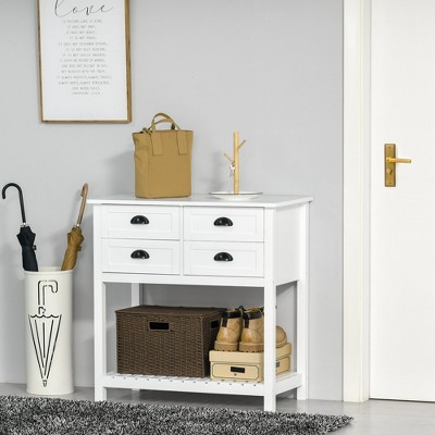 Homcom Sideboard Buffet Cabinet, Storage Serving Console Table with 4 Drawers and Slatted Bottom Shelf for Kitchen, Living Room, White — фото 3
