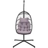Skran Outdoor patio Wicker Hanging Chair Swing Chair Patio Egg Chair UV Resistant Grey cushion Aluminum frame Black Color - 2 of 4