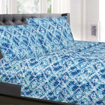 Aqualina 4 Piece Printed Sheet Set, Double Brushed Microfiber by Sweet Home Collection®
