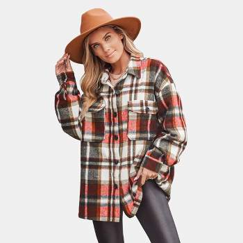 Women's Plaid Pocket Button-Front Shacket - Cupshe