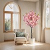 Cherry Blossom Artificial Tree Tall Realistic Fake Tree with Pink Silk Blossoms & Leaves, Indoor Decor for Home, Living Room, Office, Gift, Pink - 3 of 4