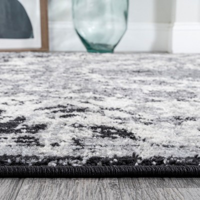 Gray and Black Medallion Synthetic 4' x 6' Area Rug