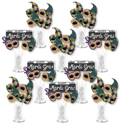 Big Dot of Happiness Mardi Gras - Masquerade Party Centerpiece Sticks - Showstopper Table Toppers - 35 Pieces