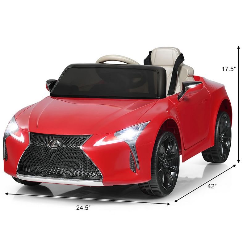 Costway 12V Kids Ride on Car Lexus LC500 Licensed Remote Control Electric Vehicle Red, 3 of 11