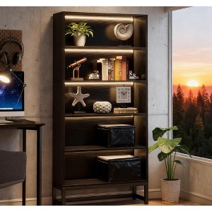 Gulches 0.8" Large 5-Tier Bookcase, Heavy-Duty Storage Shelves Organizer for Living Room - 1 of 4