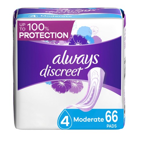 Always Discreet Incontinence & Postpartum Incontinence Pads For Women - Moderate  Absorbency - Size 4 - 66ct : Target