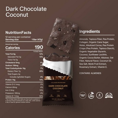 Stars + Honey Collagen Dark Chocolate Coconut Protein Bars - 14g Protein - 8.3oz/5pk