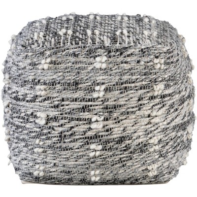 Uttermost Narol Neutral Charcoal and Black Pouf Ottoman