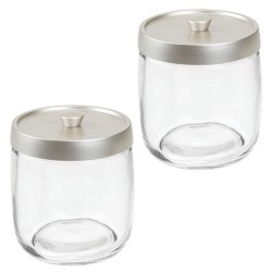 MDesign Round Bathroom Vanity Countertop Divided Storage Canister Plastic Jar 