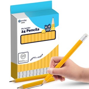 Enday Jumbo Pencils For Preschoolers No 2 for Kids, Kindergarten School Supplies, Fat Pre-Sharpened Round Pencil with Eraser Top for kids ages 4-8 - 1 of 4