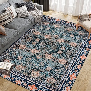Metro Collection Area Rug - Non Slip, Stain Resistant, Washable Floral Design, Ideal for High Traffic Areas In Living Room, Bedroom - 1 of 4