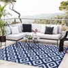 Outdoor Rug Modern Geometric Rug Waterproof Reversible Plastic Straw Rug for Patio Camping RV Balcony Backyard - 3 of 4