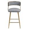 Modern 26'' Counter Height Bar Stools Set of 2 Corduroy Island Bar Stool with Back Golden Chromed Footrest for Kitchen,Dining Room-Tanpinhause - 4 of 4