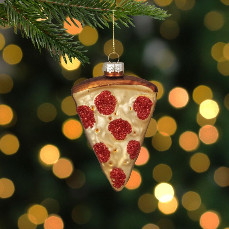 Northlight 4" Pepperoni Pizza Slice Glass Christmas Ornament, 2 of 6