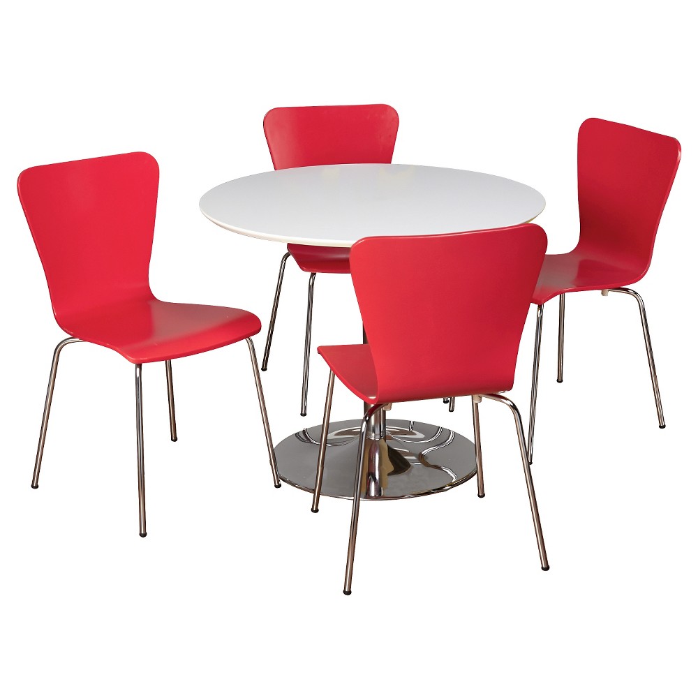 Hillsboro Dining Set White/Red 5 Piece - Tms
