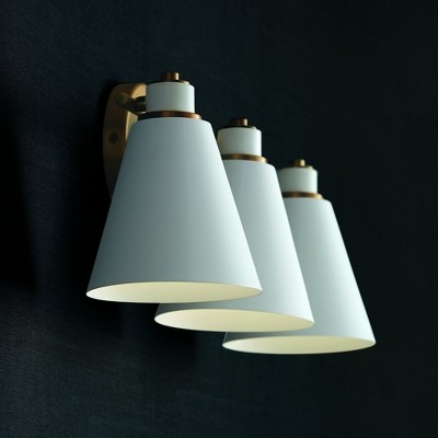 Aged Brass and White Metal 3-Light Vanity Fixture