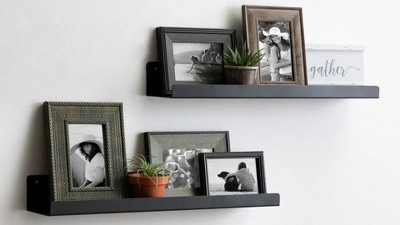 Mezzo White Metal Floating Wall Ledge Shelf Set