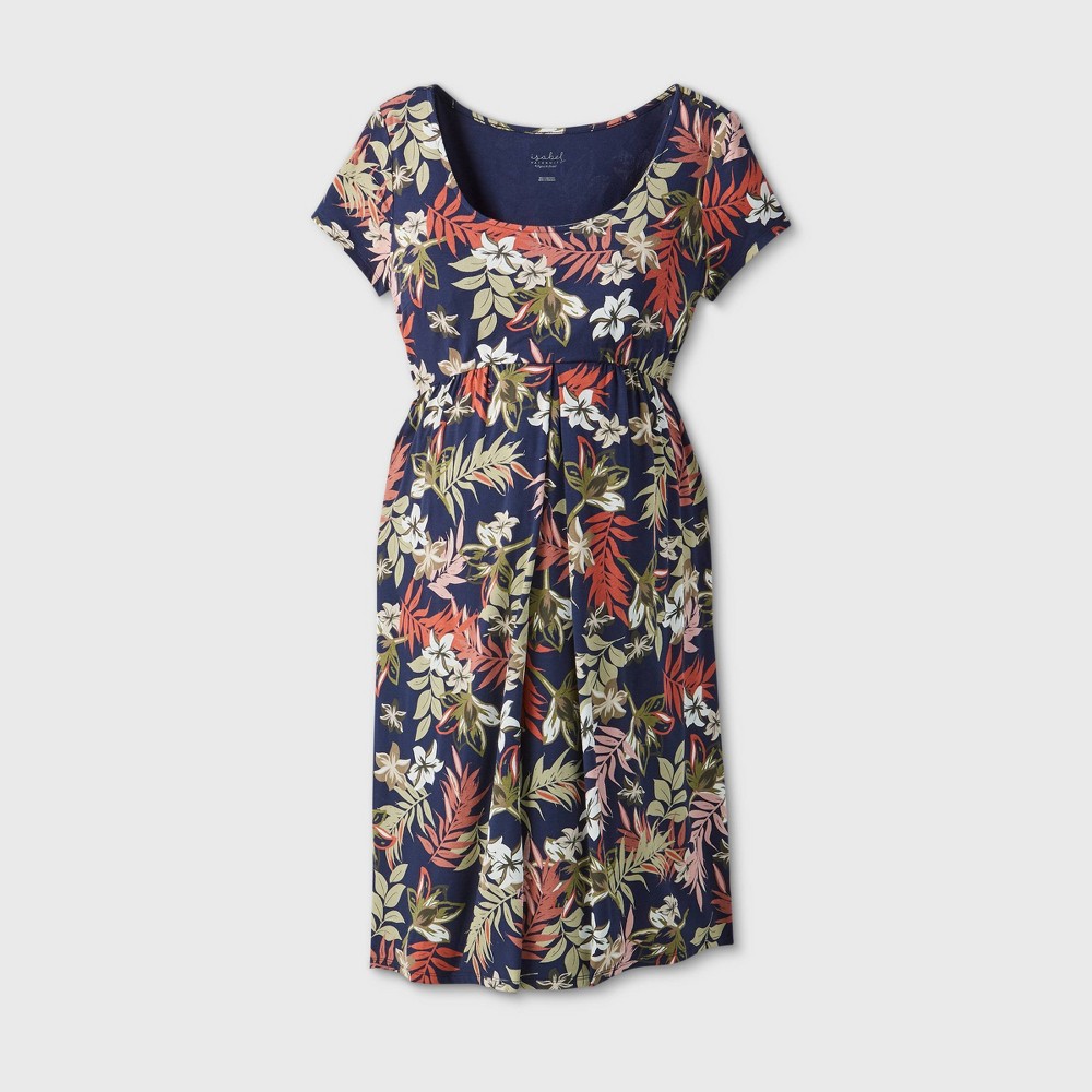 Maternity Printed Short Sleeve A-Line T-Shirt Dress - Isabel Maternity by Ingrid & Isabel Navy S, Blue was $24.99 now $10.0 (60.0% off)