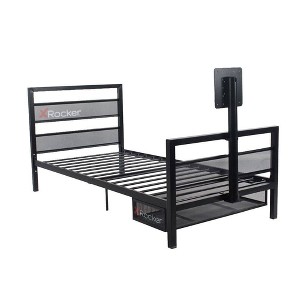 Twin TV Mount Basecamp Gaming Bed Black - X Rocker: Sturdy Metal Frame with Rotating TV Platform - 1 of 4
