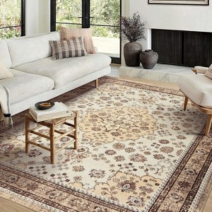 Fulvari Washable Area Rug Vintage Foldable Thin Rug Soft Low-Pile Non-Slip Stain Resistant Floor Indoor Outdoor Carpet - 1 of 4