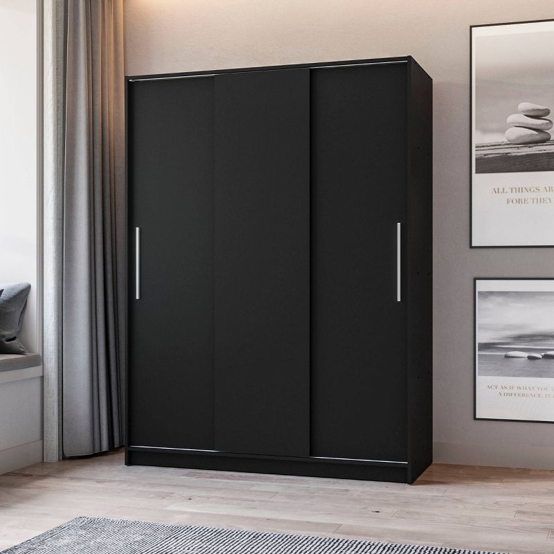 Denmark 3 Sliding Doors Clothing Armoire Black - Polifurniture, 2 of 10