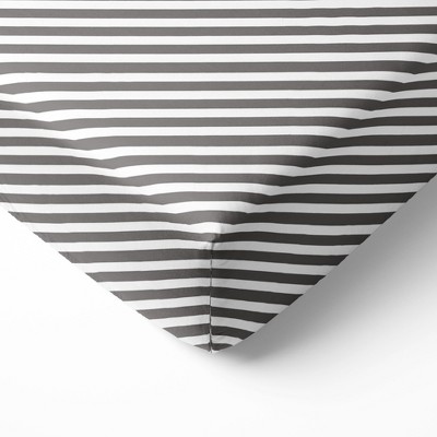 Bacati - Gray Warp Stripes Printed 100 percent Cotton Universal Baby US Standard Crib or Toddler Bed Fitted Sheet