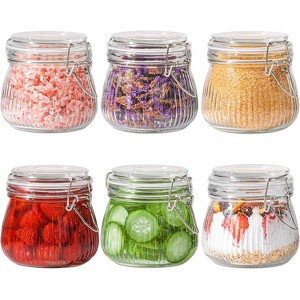 17oz glass minimalist kitchen jars with lids, suitable for jarring food, pickles, spices, 6-pack - 1 of 4
