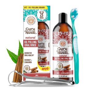 GuruNanda Coconut & Cinnamon Oil Pulling Flavor + Neem and Ashwagandha Mouthwash - 8 fl oz - 1 of 4