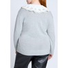 ELOQUII Women's Plus Size Lace Collar Sweater - 3 of 4