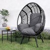 PE Wicker Weaving Patio Egg Chair,Fabric Upholstered Basket Swing Chair,Indoor Outdoor Lounge Egg Chair With Heavy Stand-Coolbibila - 2 of 4