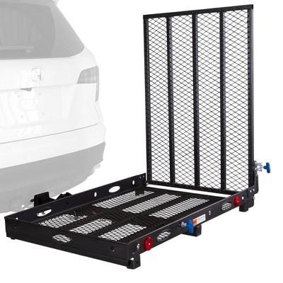 Silver Spring 48" x 27.75" Folding Steel Scooter/Wheelchair Carrier with Ramp & Hitch Mount, 500 lb. Load Capacity, Folds Against Back of Your Vehicle