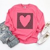 Simply Sage Market Women's Checkered Heart Cut Out Long Sleeve Garment Dyed Tee - 2 of 4