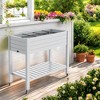 Maggift Planters, Garden Flower Pot Box with Wheels, Switchable Drainage Holes, Terrace Gardening Raised Flower Beds, White, 48"*24"*33" - 2 of 4