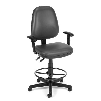 Antimicrobial Vinyl Swivel Task Chair with Arms and Drafting Kit Charcoal - OFM