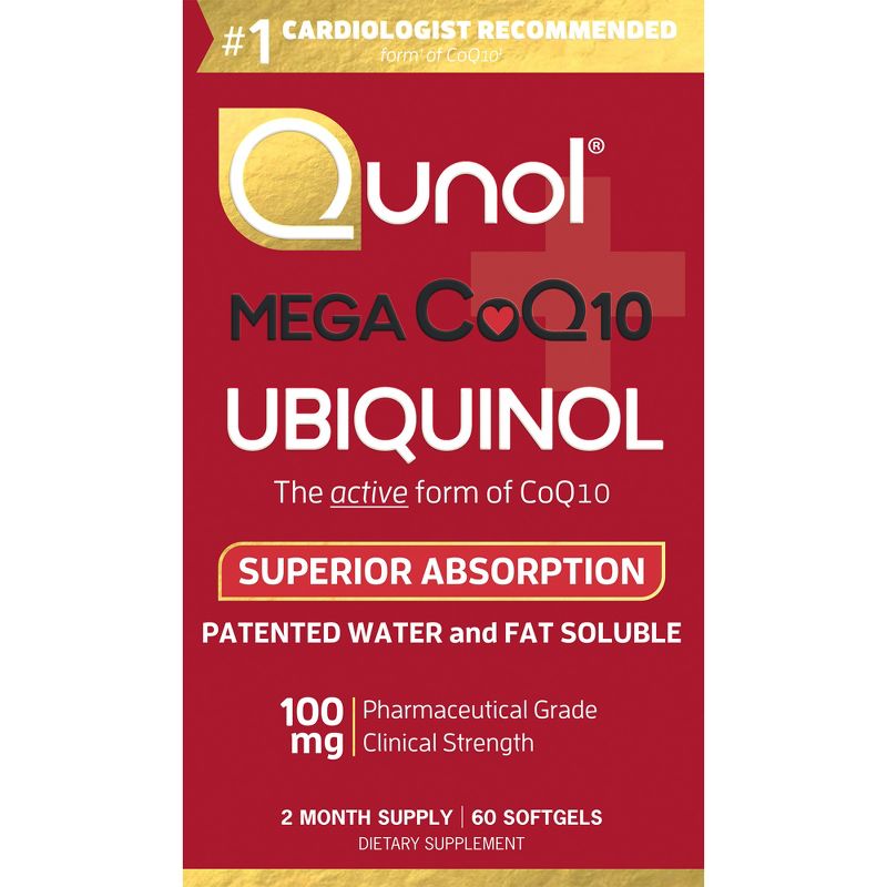 Qunol Mega CoQ10 Natural Ubiquinol Dietary Supplement Softgels - 60ct, 1 of 5
