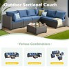 XIZZI Modular Patio Furniture Set, Outdoor Sofa Set with Corner Units, Center Sofas & Coffee Table, Durable & All-Weather Design, 7 Pcs/Set, Dark Blue - 3 of 4