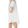 LA LEELA Women's Swim Cover Up Vacation Beachwear Mini Bathing Suit Loose Beach Dress Holiday Swimwear Bikini Dress 2X-3X White, Solid - image 2 of 4