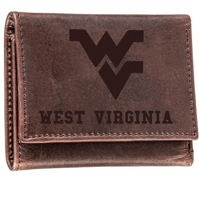 Evergreen NCAA West Virginia Mountaineers Brown Leather Trifold Wallet Officially Licensed with Gift Box