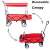 Folding Wagon Cart, Garden Shopping Beach Cart Foldable Wagon with Umbrella, 150 lbs Capacity Outdoor Camping Utility Wagon Yard Cart Camping Wagon - 4 of 4