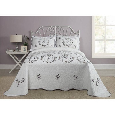 White Cotton King Bedspread with Scallop Embellishment