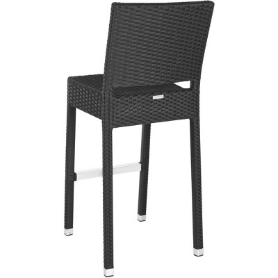 Bethel Black Wicker and Aluminum Bar Stool