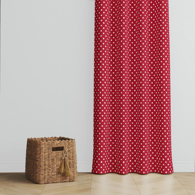 Bacati - Pin Dots Red Cotton Printed Single Window Curtain Panel, 3 of 5