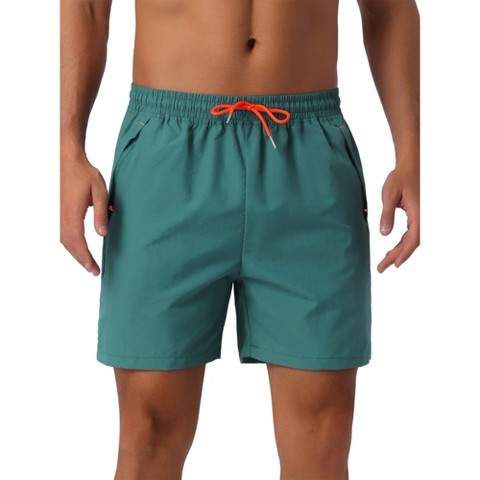 INSPIRE CHIC Men's Casual Summer Elastic Waist Drawstring Mesh Lining Swimming Beach Shorts Green 36