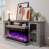 AMERLIFE 3-Sided Glass Fireplace TV Stand with LED Lights ,Fireplace Media Entertainment Center Console Cabinet Table with Glass Door Closed Storage - 3 of 4