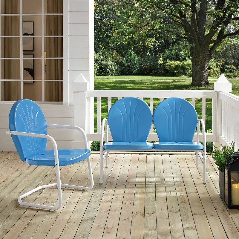 Griffith 2pc Outdoor Seating Set - Blue - Crosley, 6 of 10